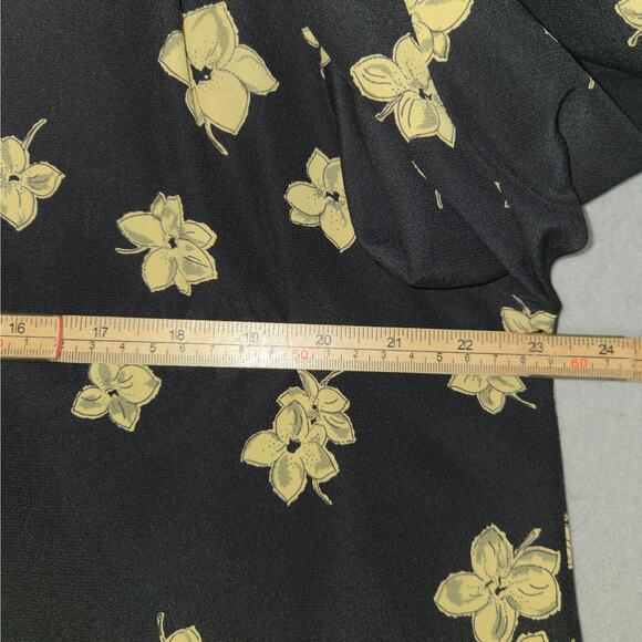 Vtg Rena Rowan for Saville Women 16 Floral Button Up Top Black Career Casual - Picture 9 of 10